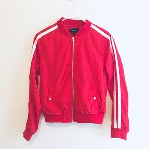 Red Wind Breaker Striped Jacket